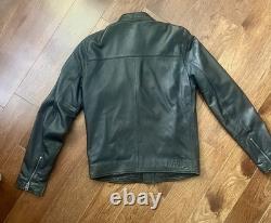 Lucky Brand Bonneville 100% Lamb Leather Cafe Racer Jacket Black Mens S