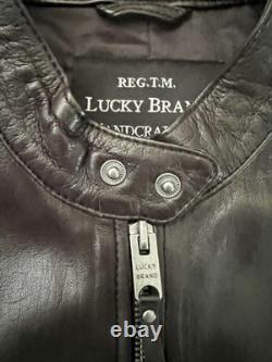 Lucky Brand Bonneville 100% Lamb Leather Cafe Racer Jacket Black Mens S