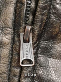 Lucky Brand Bonneville Men's Brown Distressed Leather Jacket Size S