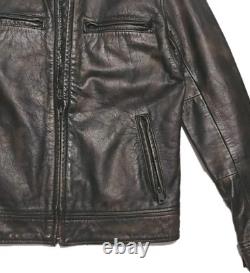 Lucky Brand Bonneville Men's Brown Distressed Leather Jacket Size S