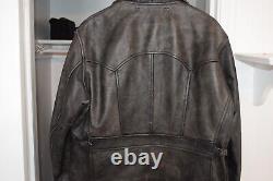 Lucky Brand Handcrafted Cow Leather Jacket Coat Motorcycle Large