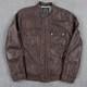 Lucky Brand Jacket Mens XL Brown Leather Black Label Moto Zip Pockets 7M30429