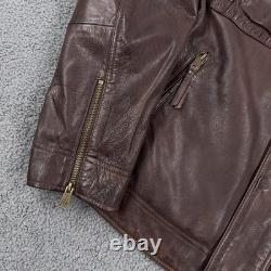 Lucky Brand Jacket Mens XL Brown Leather Black Label Moto Zip Pockets 7M30429