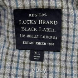 Lucky Brand Jacket Mens XL Brown Leather Black Label Moto Zip Pockets 7M30429