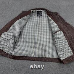 Lucky Brand Jacket Mens XL Brown Leather Black Label Moto Zip Pockets 7M30429
