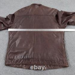 Lucky Brand Jacket Mens XL Brown Leather Black Label Moto Zip Pockets 7M30429
