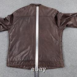 Lucky Brand Jacket Mens XL Brown Leather Black Label Moto Zip Pockets 7M30429