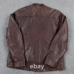 Lucky Brand Jacket Mens XL Brown Leather Black Label Moto Zip Pockets 7M30429
