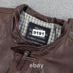 Lucky Brand Jacket Mens XL Brown Leather Black Label Moto Zip Pockets 7M30429