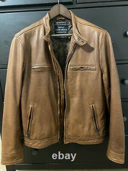 Lucky Brand Mens Brown Leather Bonneville Motorcyle Racing Jacket Size L