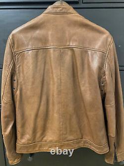 Lucky Brand Mens Brown Leather Bonneville Motorcyle Racing Jacket Size L