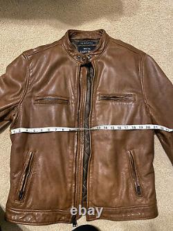 Lucky Brand Mens Brown Leather Bonneville Motorcyle Racing Jacket Size L