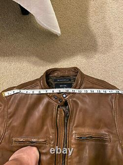 Lucky Brand Mens Brown Leather Bonneville Motorcyle Racing Jacket Size L