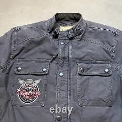 Lucky Brand Triumph Motorcycle Jacket Men's XL Moto Biker Canvas