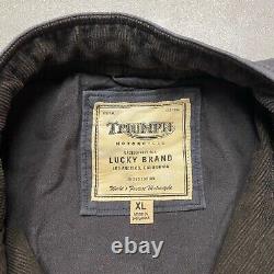 Lucky Brand Triumph Motorcycle Jacket Men's XL Moto Biker Canvas
