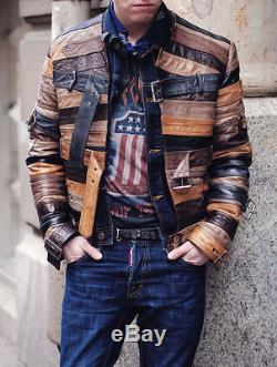 MAISON MARTIN MARGIELA For H&M RARE Brown Leather Belt Biker Jacket MEDIUM artis