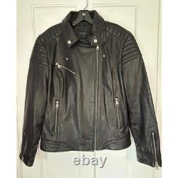 MARC NEW YORK Black Motorcycle Bomber Heavy Soft Leather Jacket Lined Zip Mens M
