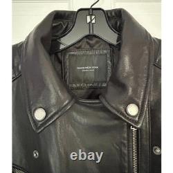 MARC NEW YORK Black Motorcycle Bomber Heavy Soft Leather Jacket Lined Zip Mens M
