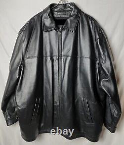 MAX USA Men 3X Removable Fleece Lining Black Zip Bike Leather Jacket 90's