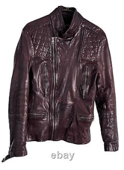 MENS ALL SAINTS CALLERTON OXBLOOD LEATHER BIKER JACKET EUC Size Small