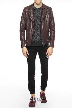 MENS ALL SAINTS CALLERTON OXBLOOD LEATHER BIKER JACKET EUC Size Small