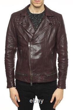 MENS ALL SAINTS CALLERTON OXBLOOD LEATHER BIKER JACKET EUC Size Small