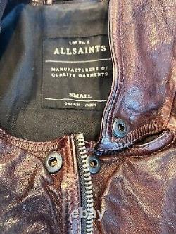 MENS ALL SAINTS CALLERTON OXBLOOD LEATHER BIKER JACKET EUC Size Small