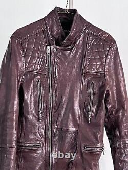 MENS ALL SAINTS CALLERTON OXBLOOD LEATHER BIKER JACKET EUC Size Small