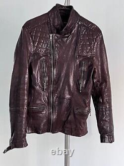 MENS ALL SAINTS CALLERTON OXBLOOD LEATHER BIKER JACKET EUC Size Small