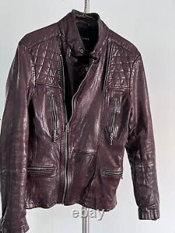 MENS ALL SAINTS CALLERTON OXBLOOD LEATHER BIKER JACKET EUC Size Small