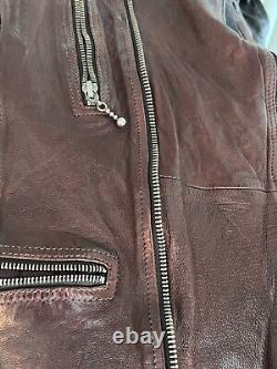 MENS ALL SAINTS CALLERTON OXBLOOD LEATHER BIKER JACKET EUC Size Small