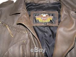 Mens Harley Davidson Brown Leather Jacket Size Large