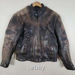 MENS VINTAGE Grunge BLACK LEATHER MOTORCYCLE/RACING JACKET Size 42