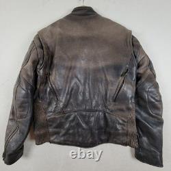 MENS VINTAGE Grunge BLACK LEATHER MOTORCYCLE/RACING JACKET Size 42