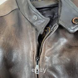 MENS VINTAGE Grunge BLACK LEATHER MOTORCYCLE/RACING JACKET Size 42