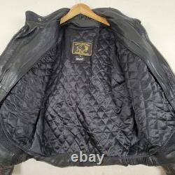 MENS VINTAGE Grunge BLACK LEATHER MOTORCYCLE/RACING JACKET Size 42