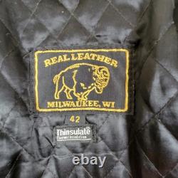 MENS VINTAGE Grunge BLACK LEATHER MOTORCYCLE/RACING JACKET Size 42