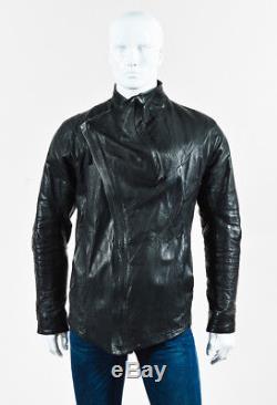 MEN'S Boris Bidjan Saberi Black Leather Asymmetrical Jacket SZ L