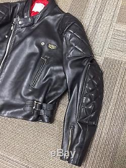 Mint Lewis Leathers Aviakit Monza Padded Black Leather Motorcycle Jacket 46