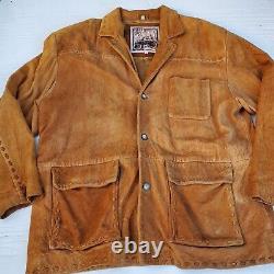 M Julian Wilson's Men's Suede Chore Coat Jacket Antique Brown Size Large