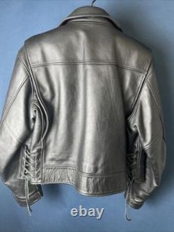 M & M Johnson Leathers CHP M-500 Black Leather Jacket Size 44 US