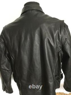 M M LEATHER Goods Black Lined Motorcycle Biker Riding Jacket Size 4XL(L) VINTAGE
