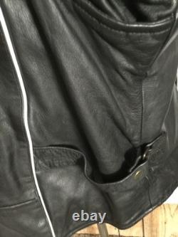 M M LEATHER Goods Black Lined Motorcycle Biker Riding Jacket Size 4XL(L) VINTAGE
