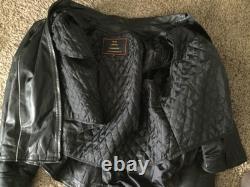 M M LEATHER Goods Black Lined Motorcycle Biker Riding Jacket Size 4XL(L) VINTAGE