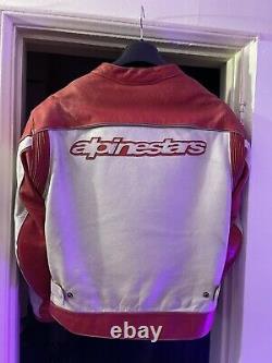 M USA Alpinestars Red & White Leather Mens Reinforced Motorcycle Jacket