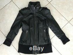 Mackage Elie Lamb Leather Jacket Coat Womens Sz Large Black Biker Motorcycle Zip