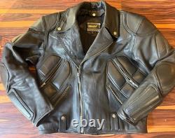 Mad Max Vintage Motorcycle Jacket Road Warrior Black Leather Vented Sz 48 L XL