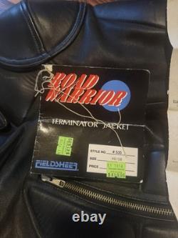 Mad Max Vintage Motorcycle Jacket Road Warrior Black Leather Vented Sz 48 L XL