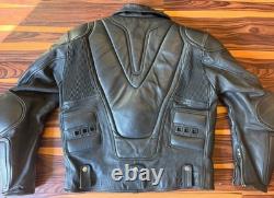 Mad Max Vintage Motorcycle Jacket Road Warrior Black Leather Vented Sz 48 L XL