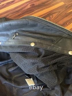 Mad Max Vintage Motorcycle Jacket Road Warrior Black Leather Vented Sz 48 L XL